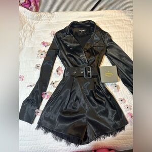 Fashion nova romper with belt and lacy shorts